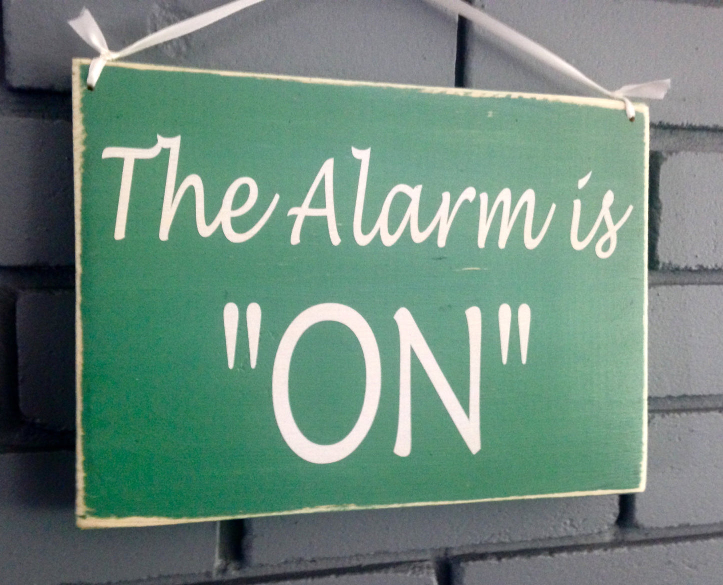 10x8 Two Sided Alarm Is On Off Wood Business Sign