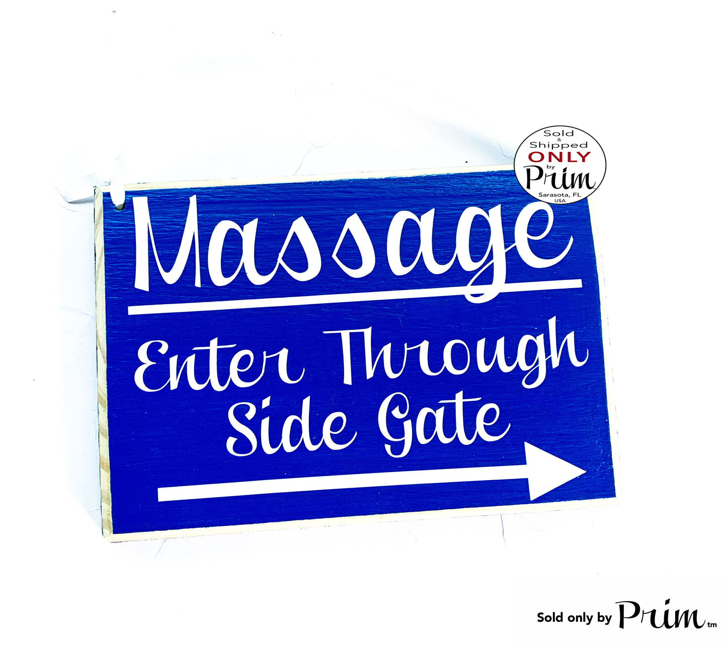 8x6 Spa Shop Arrow Custom Wood Sign | Personalized Wording Business Entrance Reception Front Desk Welcome Deliveries This Way Please Plaque Designs by Prim