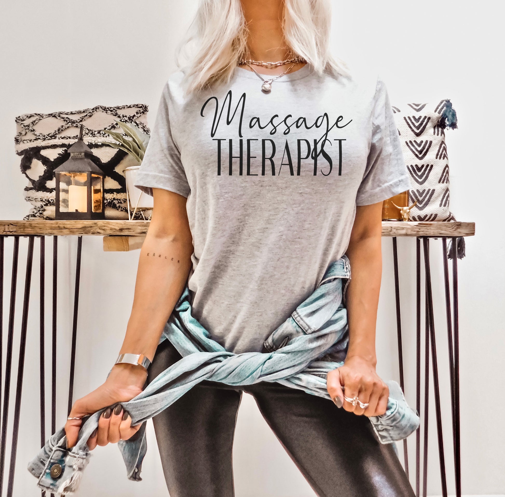 Designs by Prim Massage Therapist Soft Unisex T-Shirt | Therapy Reiki Muscle Whisperer Licensed Spa Salon Therapy Graphic Tee Top