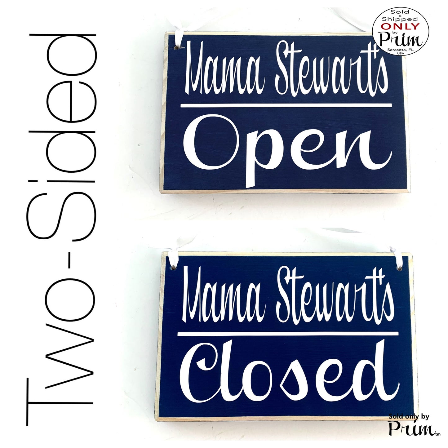 8x6 Custom Name ADD NAME Open Closed Two Sided Custom Wood Sign Mom Kitchen Restaurant Home Office Out Available Unavailable Door Plaque Designs by Prim