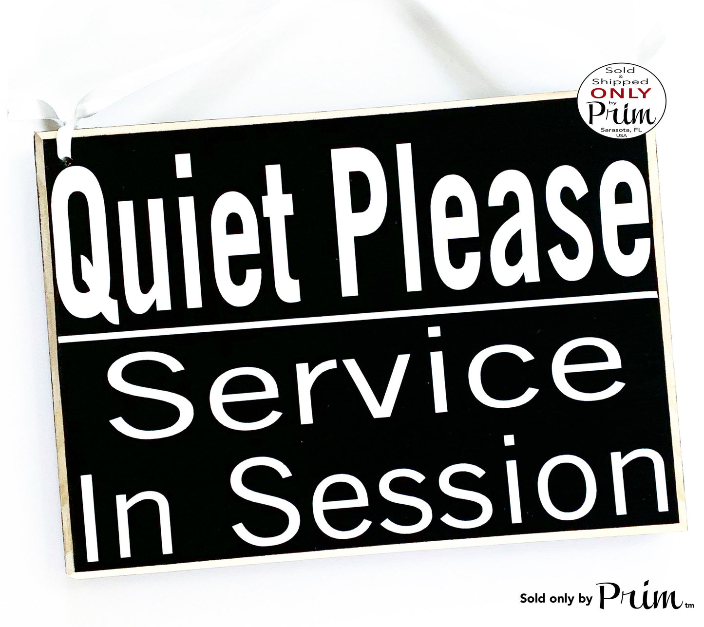 10x8 Quiet Please Service In Session Custom Wood Sign | Do Not Disturb Meeting Shhh Soft Voices Massage Spa Service Relaxation Door Plaque Designs by Prim