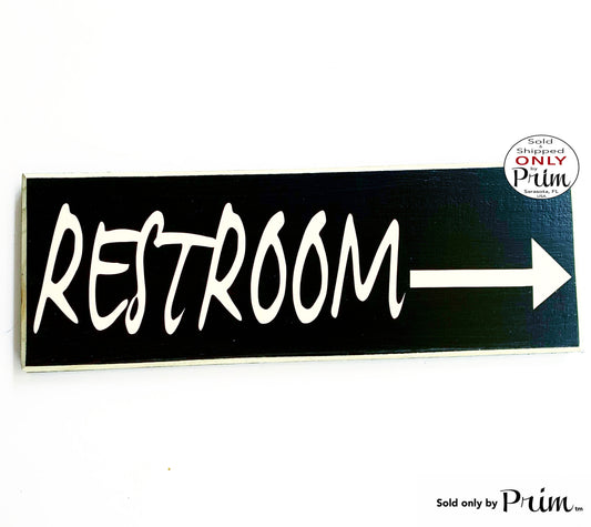 18x6 RESTROOM with Arrow Custom Wood Sign Directional Bathroom Office Salon Spa Bath Loo Wall Door Plaque Designs by Prim