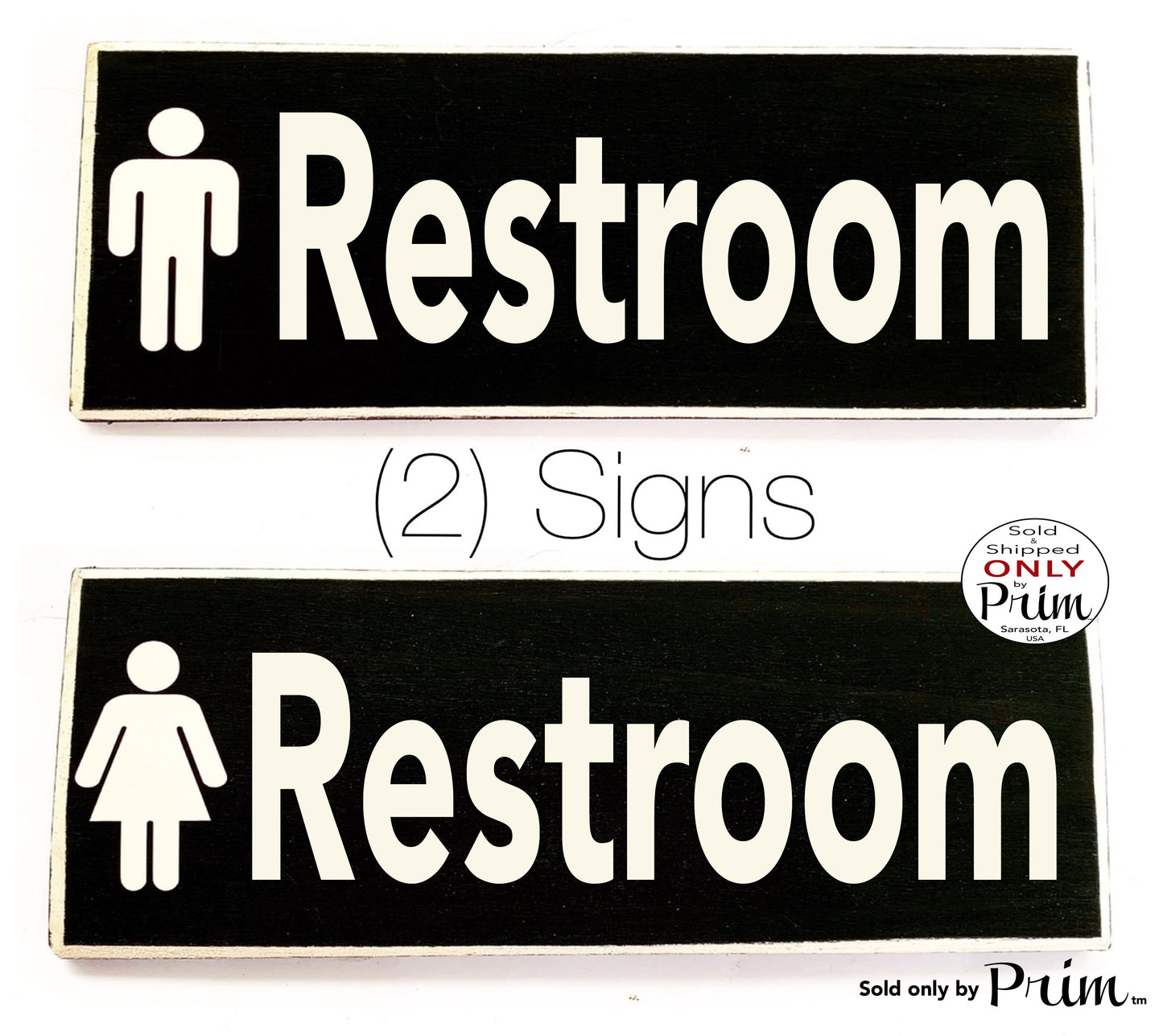 10x4 Restroom Symbol Custom Wood Signs His Hers Bathroom Restroom Bath Business (Set of 2) Loo WC Bathroom Door Plaque Ladies Gentlemen