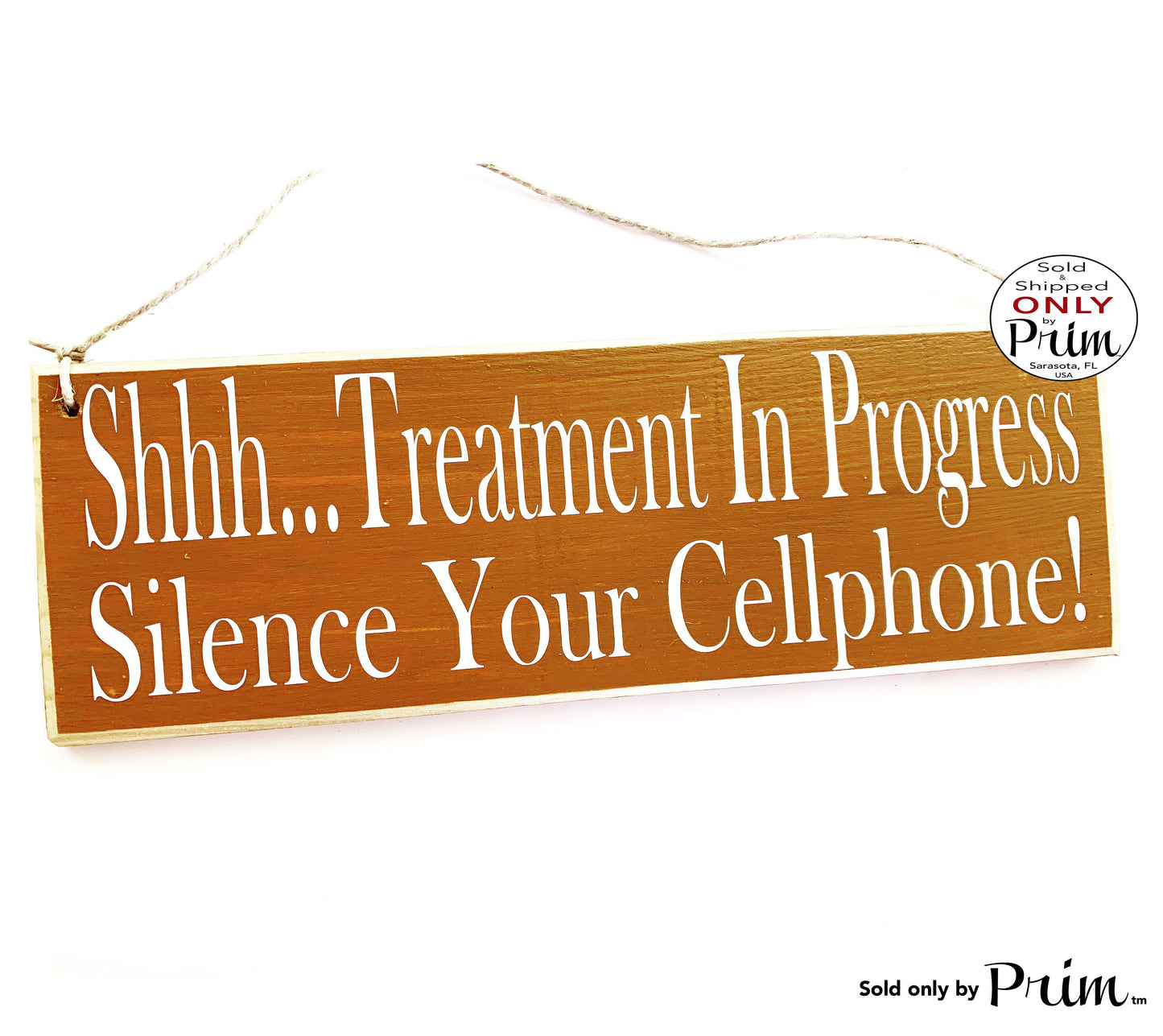 12x4 Shhh Treatment In Progress Silence Your Cellphone Custom Wood Sign | Quiet Please Soft Voices Please In Session Courtesy Door Plaque