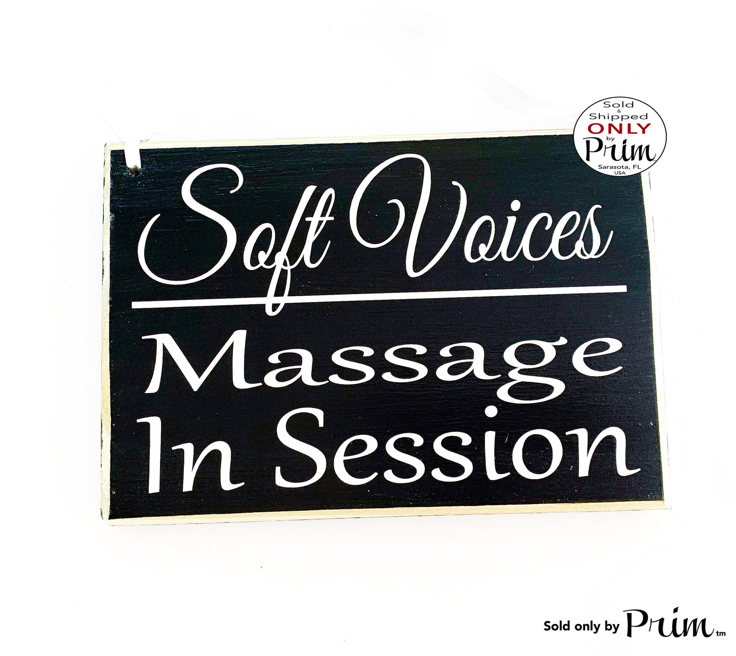 8x6 Soft Voices Massage In Session Custom Wood Sign | Therapy Spa Salon Salon Spa Quiet Please Speak Softly Please Do Not Disturb Plaque Designs by Prim