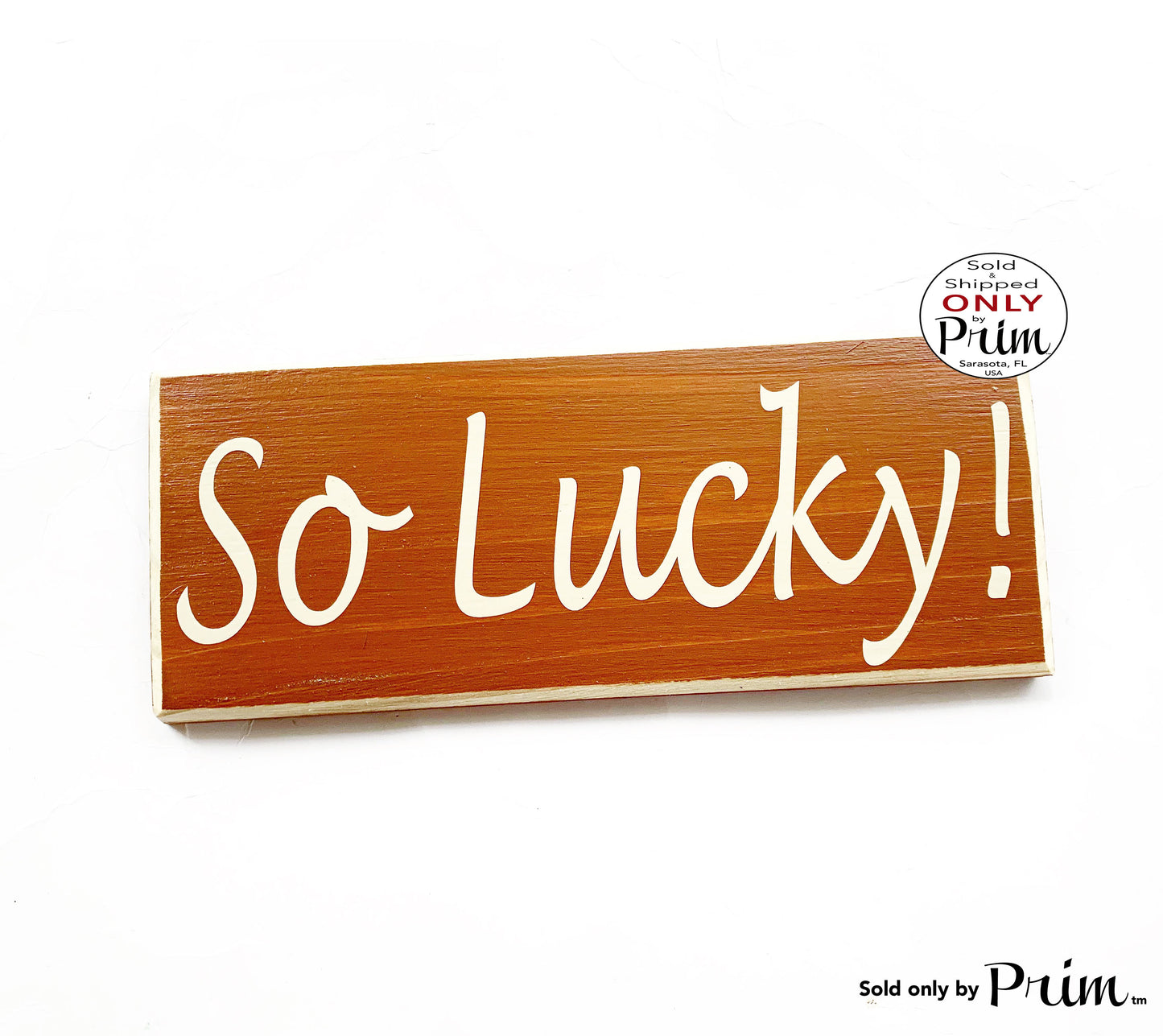 10x4 So Lucky Custom Wood Sign | Family Wedding Love Grateful Inspirational Home Wall Decor Door Plaque