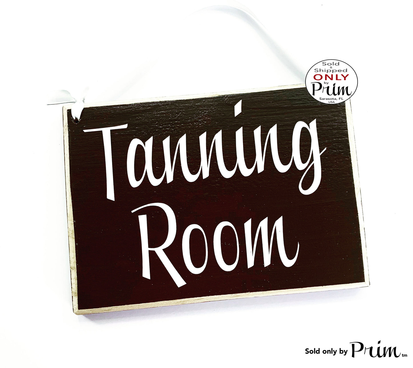 8x6 Tanning Room Custom Wood Sign | Spray Tan Spa Service Tanning Salon Room Door Plaque | In Session Treatment In Progress Name Door Plaque Designs by Prim