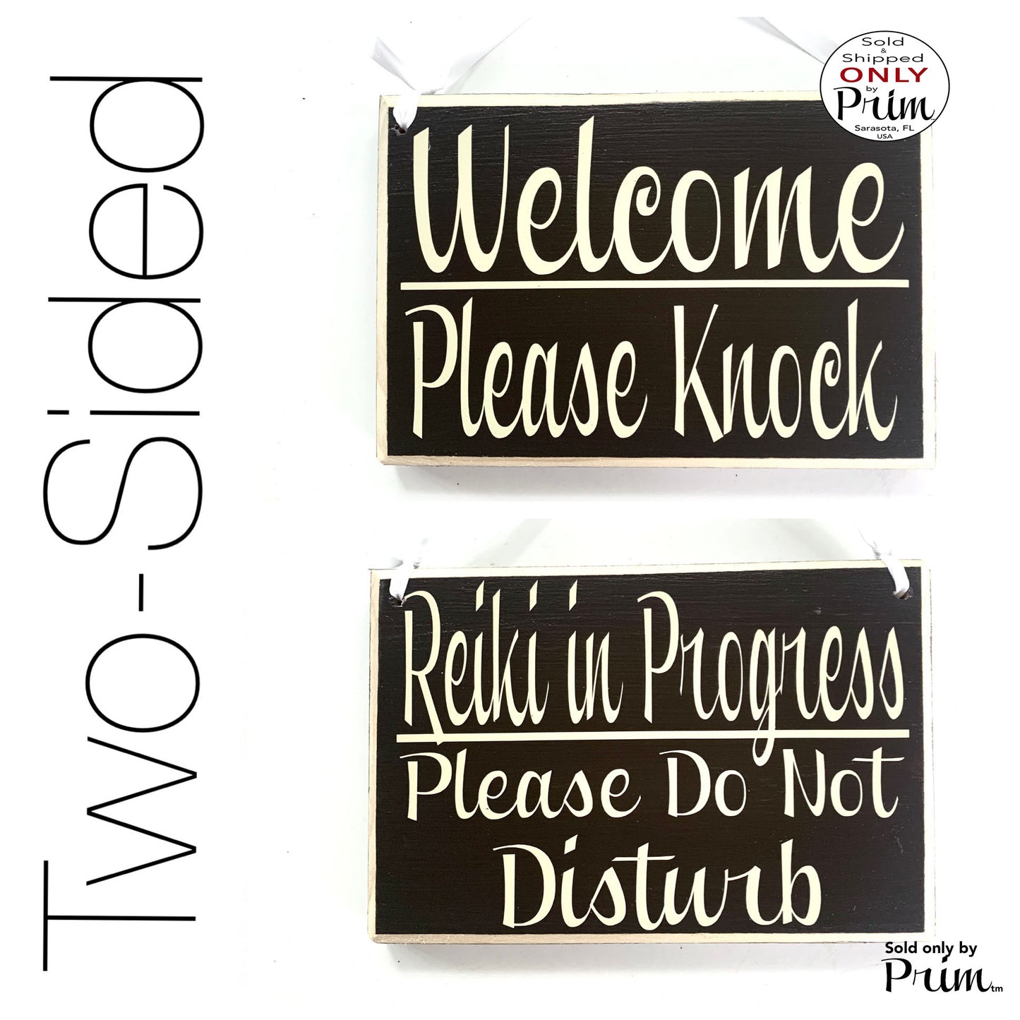 8x6 Welcome Please Knock Reiki in Progress Please Do Not Disturb Custom Wood Sign Zen Den Namaste Therapy Meditation Healing Door Plaque Designs by Prim