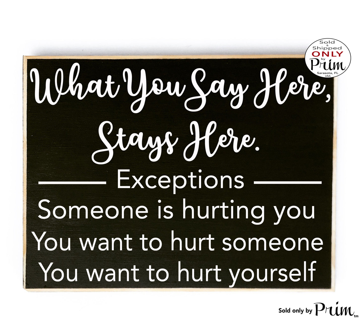 What You Say Here Stays Here 10x8 Custom Wood Sign Guidance Counselor Therapist School Meeting Office Confidential Welcome Door Plaque