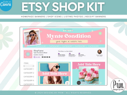 Designs by Prim Etsy Shop Kit | Etsy Banner Templates | Etsy Store Listing Bundle | Canva Editable Template | Etsy Seller Branding Design | Store Mock Ups Jessica Nethery Designer Business Branding