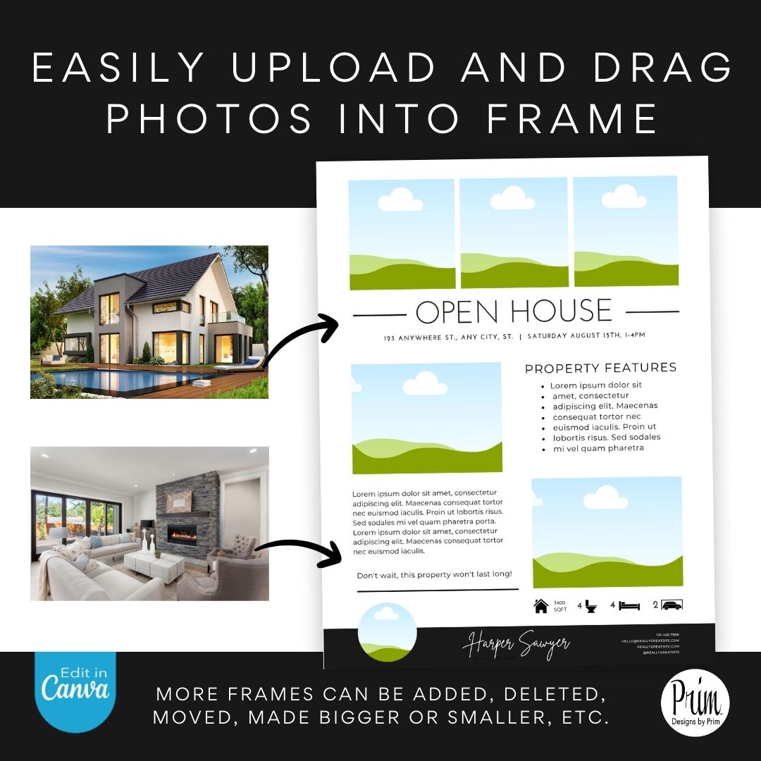 Real Estate Flyer Template | Just Listed Flyer | Real Estate Marketing | Editable Canva Template | Real Estate Postcard | Open House Flyer