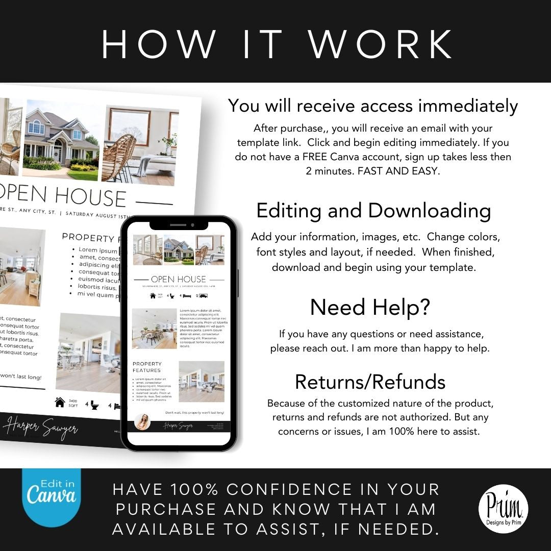 Real Estate Flyer Template | Just Listed Flyer | Real Estate Marketing | Editable Canva Template | Real Estate Postcard | Open House Flyer