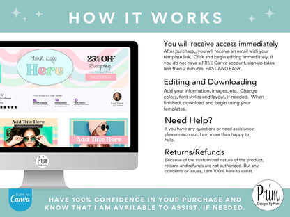 Designs by Prim Etsy Shop Kit | Etsy Banner Templates | Etsy Store Listing Bundle | Canva Editable Template | Etsy Seller Branding Design | Store Mock Ups Jessica Nethery Designer Business Branding