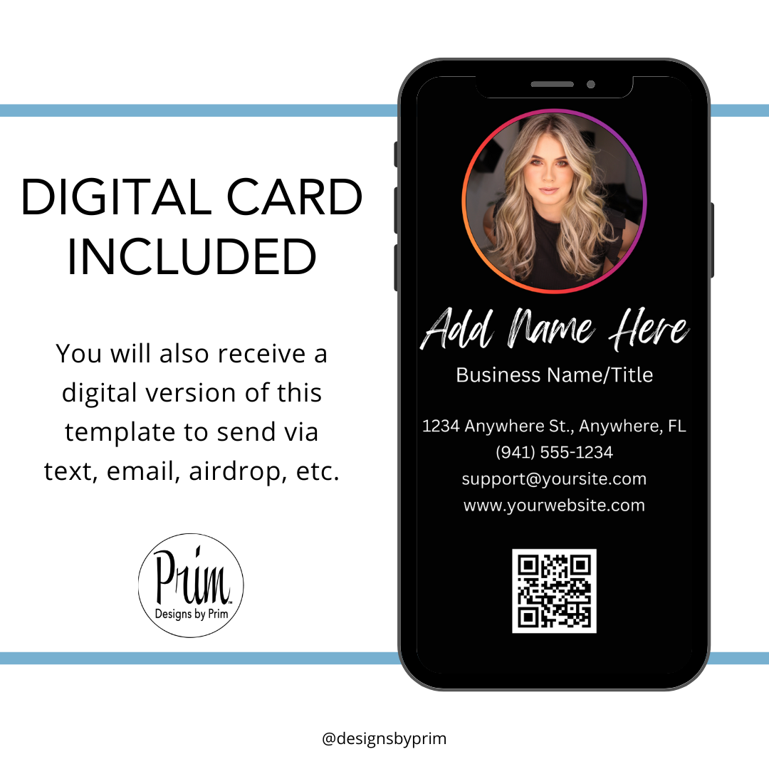 Designs by Prim Instagram Business Card | Editable Business Card Template| IG Business Card Template | Influencer Business Card | QR Code Business Card