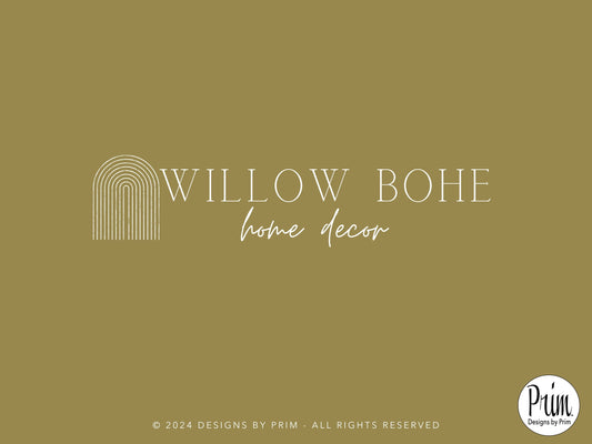 Willo Boho Rainbow Brand Logo Design | Professional Logo | Premade Logo | Minimalist Logo | Modern Logo | Logo Brand Kit | Simple Logo Design | Stylish Logo Graphic Designer Business Branding