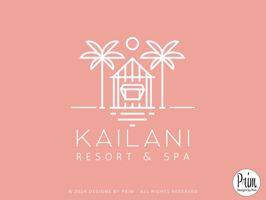 Boho Hawaiian Tiki Palm Custom Logo Design | Professional Logo | Premade Logo | Minimalist Logo | Modern Logo | Logo Brand Kit | Simple Logo Design | Stylish Logo