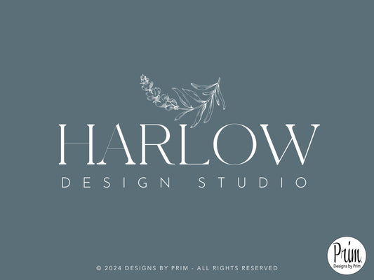 Harlow Collection Floral Brand Logo Design | Professional Logo | Premade Logo | Minimalist Logo | Modern Logo | Logo Brand Kit | Simple Logo Design | Stylish Logo