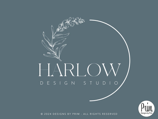 Harlow Collection Floral Brand Logo Design | Professional Logo | Premade Logo | Minimalist Logo | Modern Logo | Logo Brand Kit | Simple Logo Design | Stylish Logo