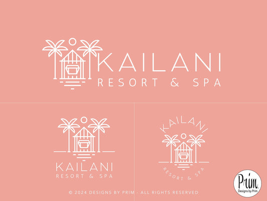 Boho Hawaiian Tiki Palm Custom Logo Design | Professional Logo | Premade Logo | Minimalist Logo | Modern Logo | Logo Brand Kit | Simple Logo Design | Stylish Logo
