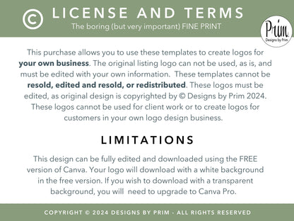 Designs by Prim Cottage Delight Logo Design Template Canva | Small Business Logo | Editable Logo Template | Business Branding Logo | DIY Logo Design | Brand Kit