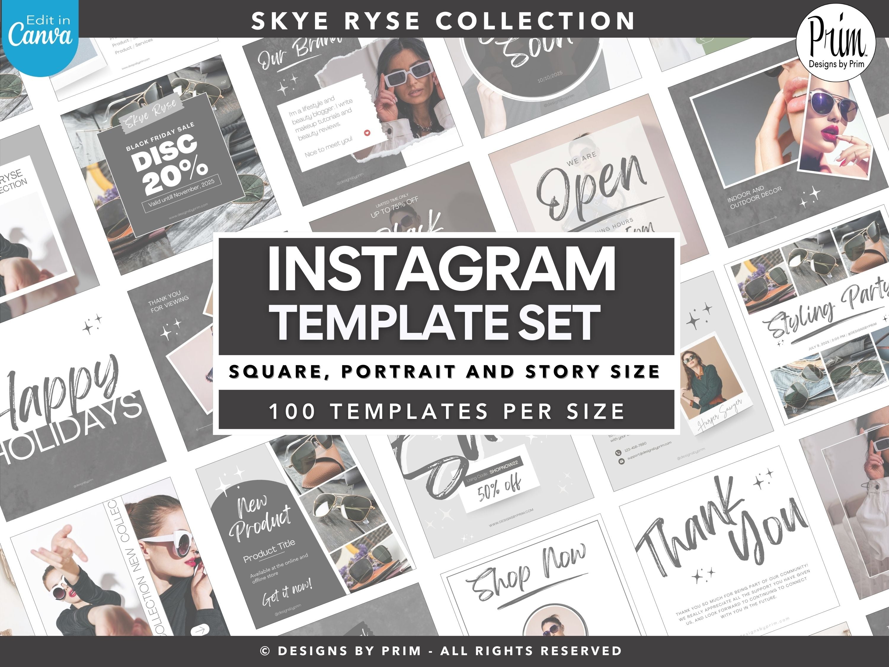 Skye Ryse Instagram Post Stories Templates | Editable Canva | Sales Pr ...