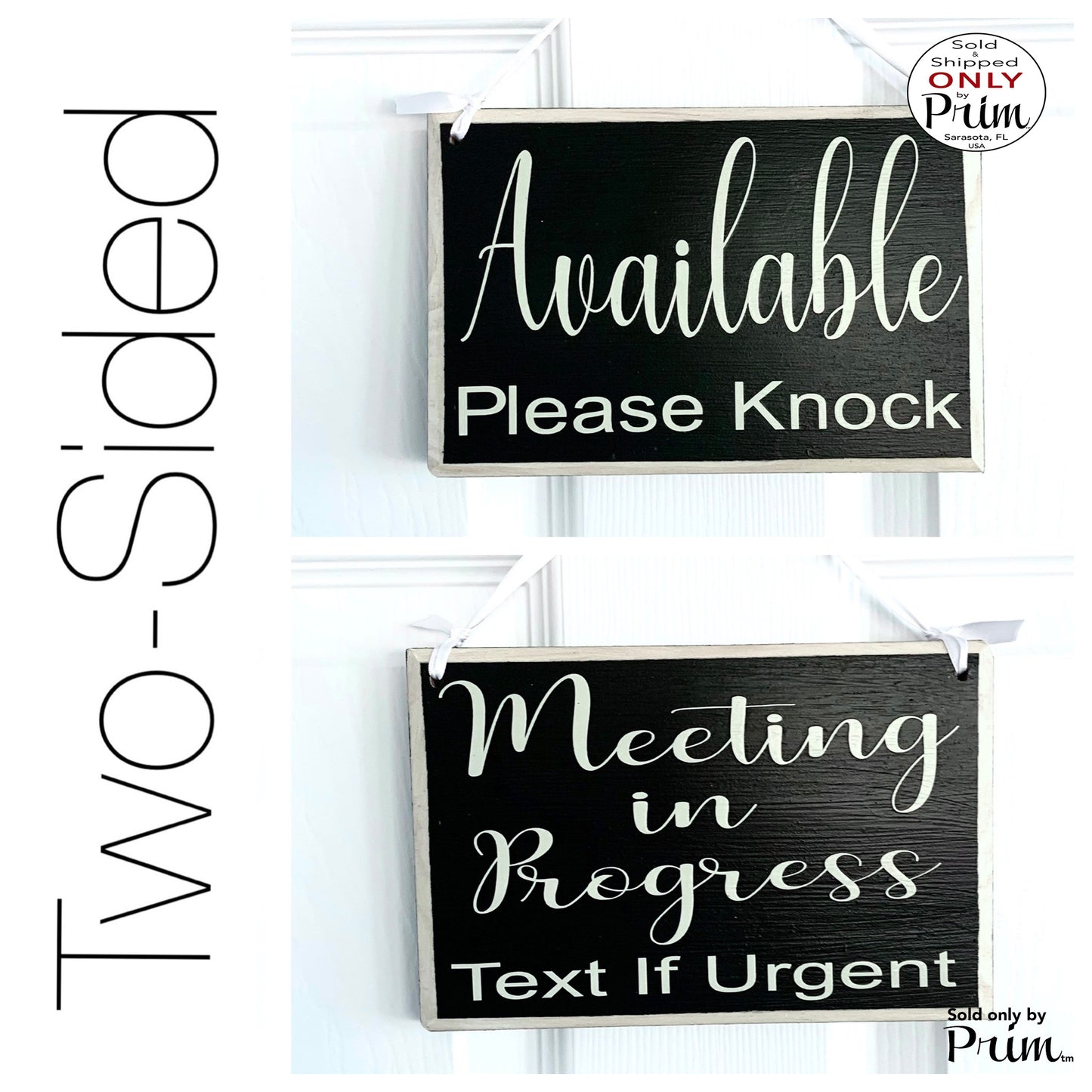 Designs by Prim Two Sided 8x6 Available Please Knock No Meeting In Progress Text if Urgent Custom Wood Sign Do Not Disturb Therapy Conference Door Hanger