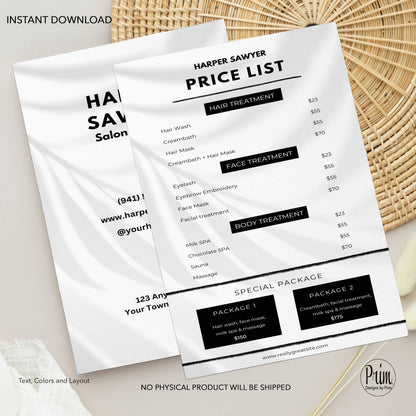 Designs by Prim Business Price List Card | Editable Pricelist Template| Business Card Template | Services Offered Card | Products and Services Template