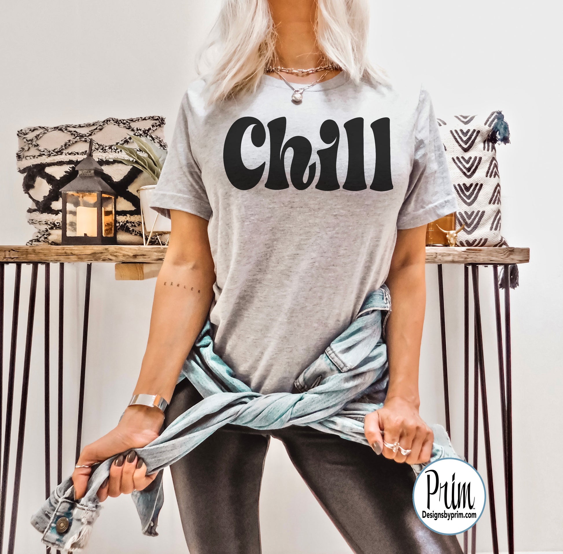 Designs by Prim Chill Fun Soft Unisex T-Shirt | Calm Down Keep Calm Chilling Peace Zen Fun Graphic Tee Shirt Top