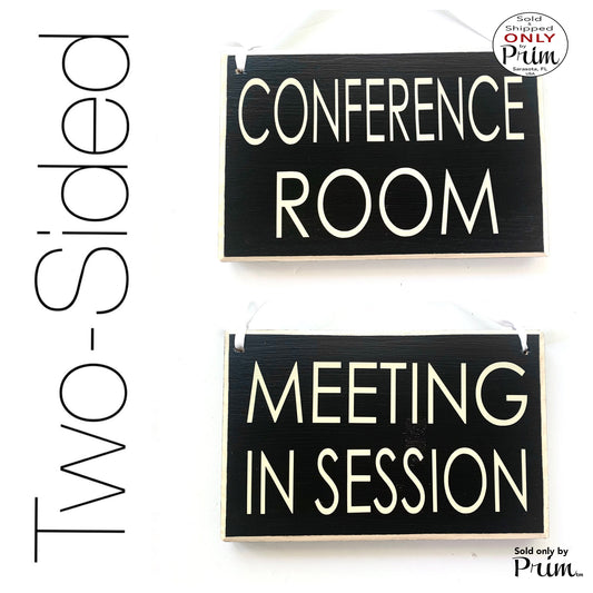 Designs by Prim 8x6 Conference Room Meeting In Session Custom Wood Sign Progress Quiet Voices Shhh Speak Softly Office Store Business Two-Sided Door Plaque