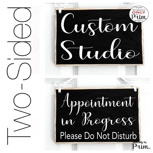 Designs by Prim 8x6 Personalized Custom Studio Appointment in Progress Please Do Not Disturb Custom Wood Sign | Service Spa Salon Technician Door Plaque