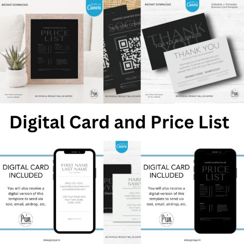 Simply Modern Business Branding Bundle | Business Card| Price List | Invoice Template | Social Media Follow | Thank You Card | Loyalty Card