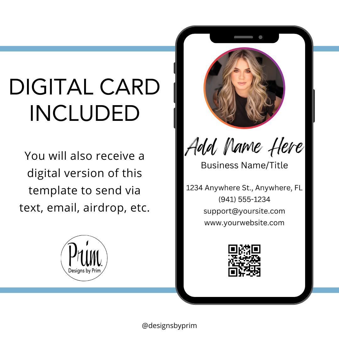 Designs by Prim Instagram Business Card | Editable Business Card Template| IG Business Card Template | Influencer Business Card | QR Code Business Card 