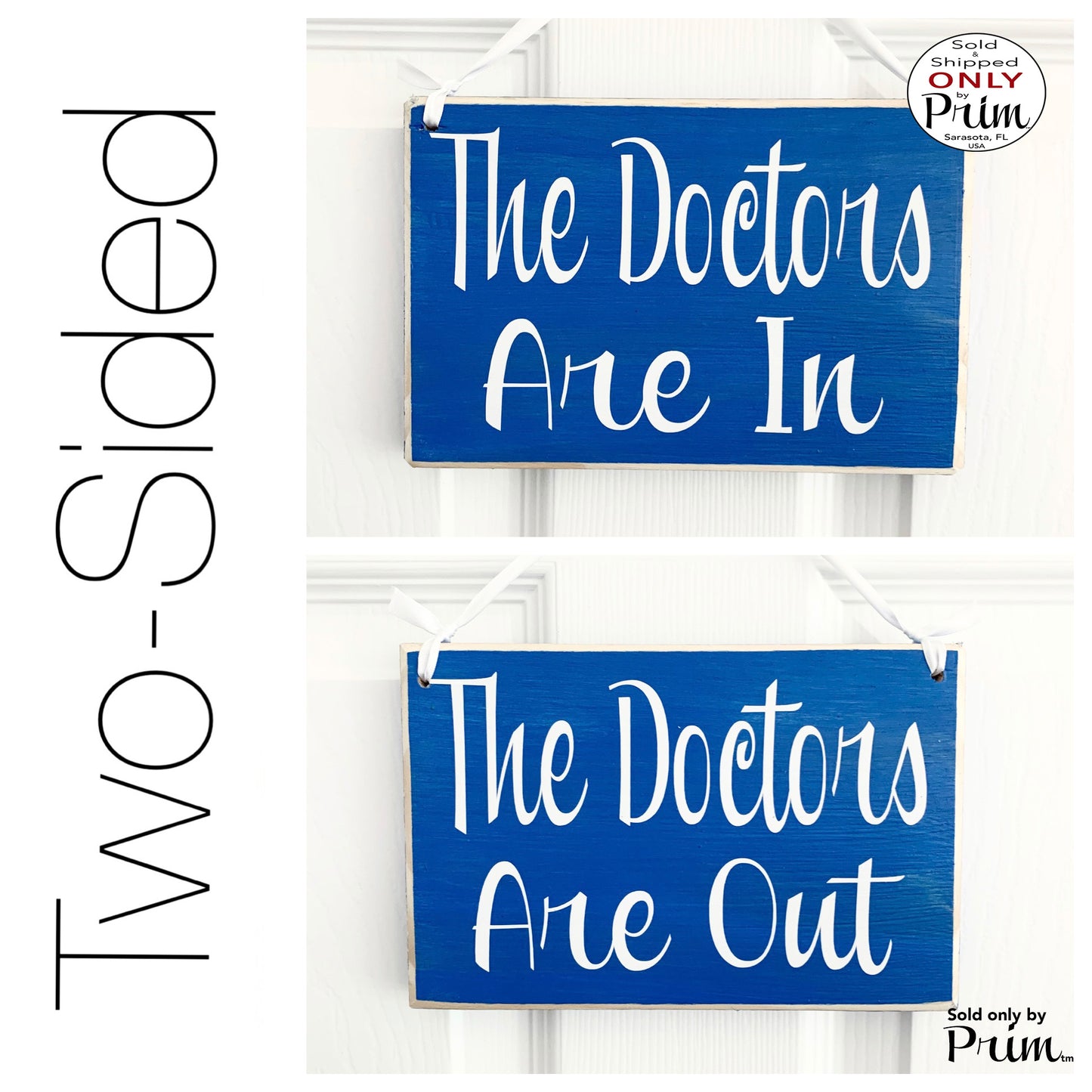 Designs by Prim 8x6 The Doctors are In Out Custom Wood Sign | Room Available With a Patient Please Do Not Disturb | Office Business Unavailable Door Plaque