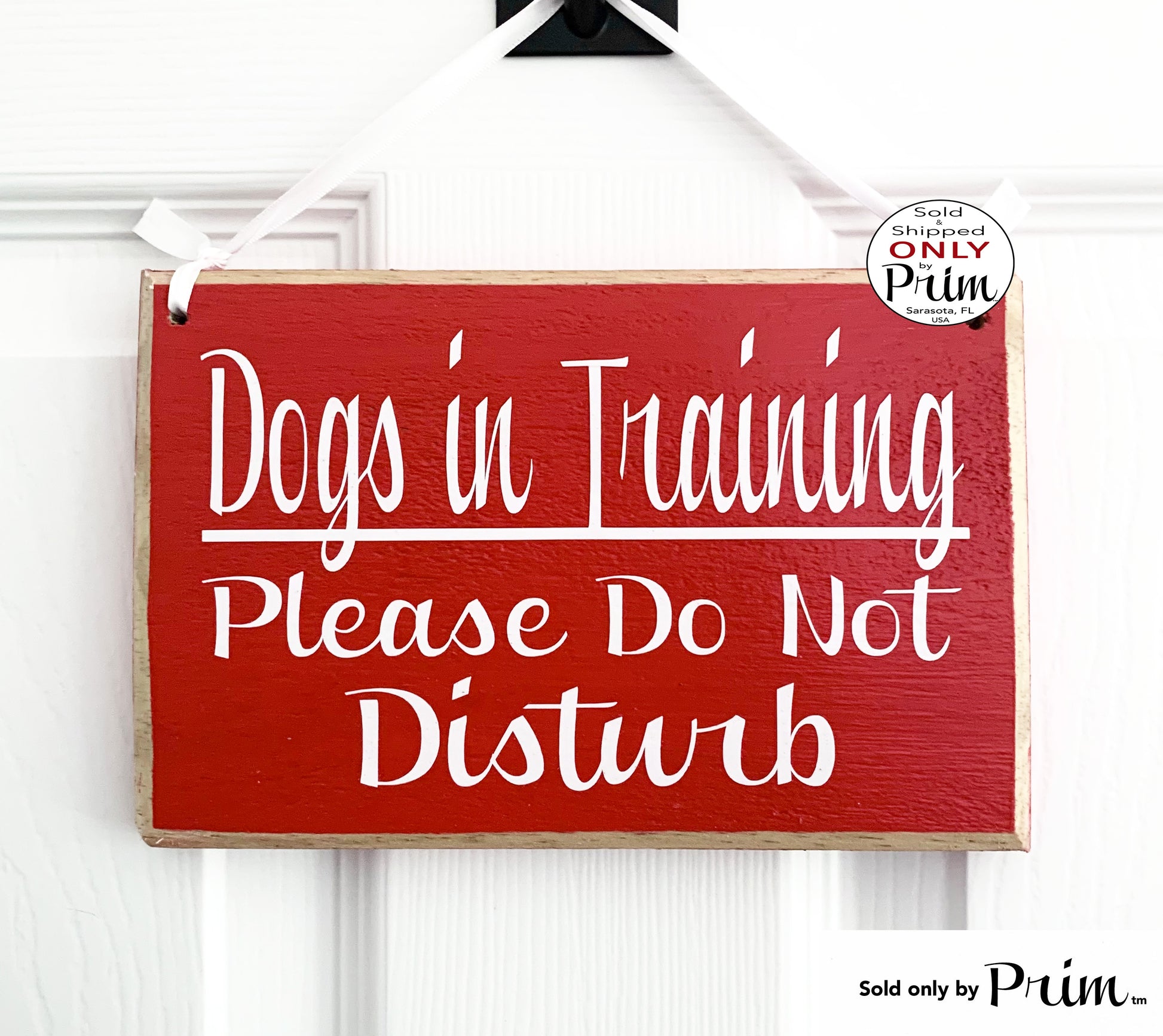 Designs by Prim 8x6 Dogs In Training Please Do Not Disturb Custom Wood Sign In Session K9 School Progress Therapy Class Obedience Puppy Boot Camp Door Plaque