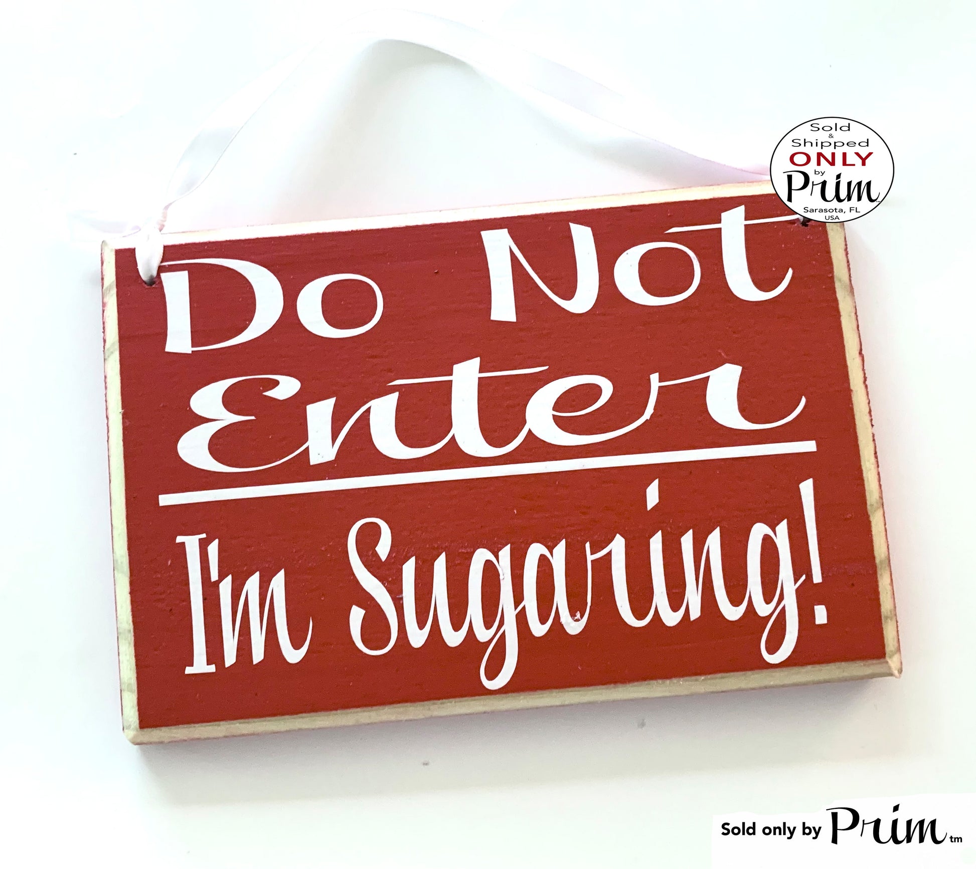 Designs by Prim 8x6 Do Not Enter I'm Sugaring Custom Wood Sign | Quiet Please Progress Do Not Disturb Shhh Soft Voices Waxing Spa Facial Waxing Salon