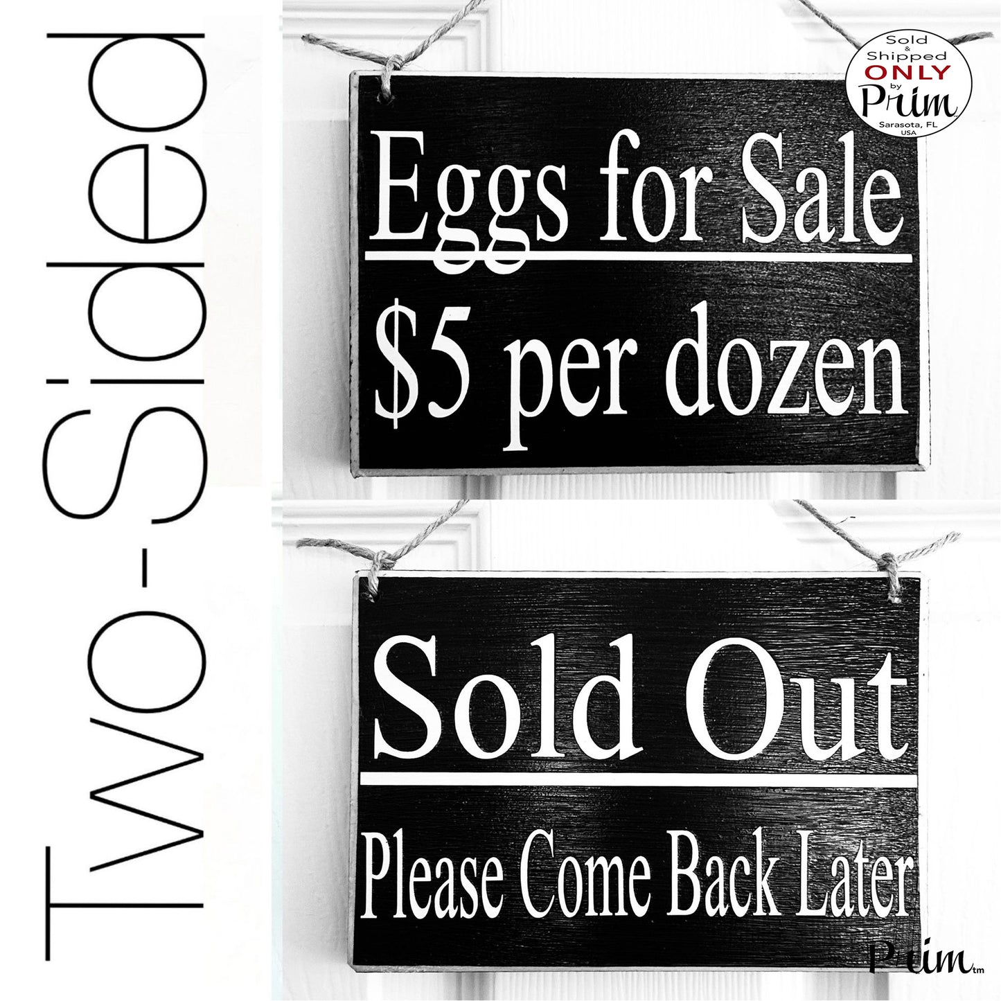 Designs by Prim 8x6 Eggs For Sale 5 Dollars Per Dozen Available Sold Out Please Come Back Later Custom Wood Sign | Fresh Farmers market Chickens Door Plaque