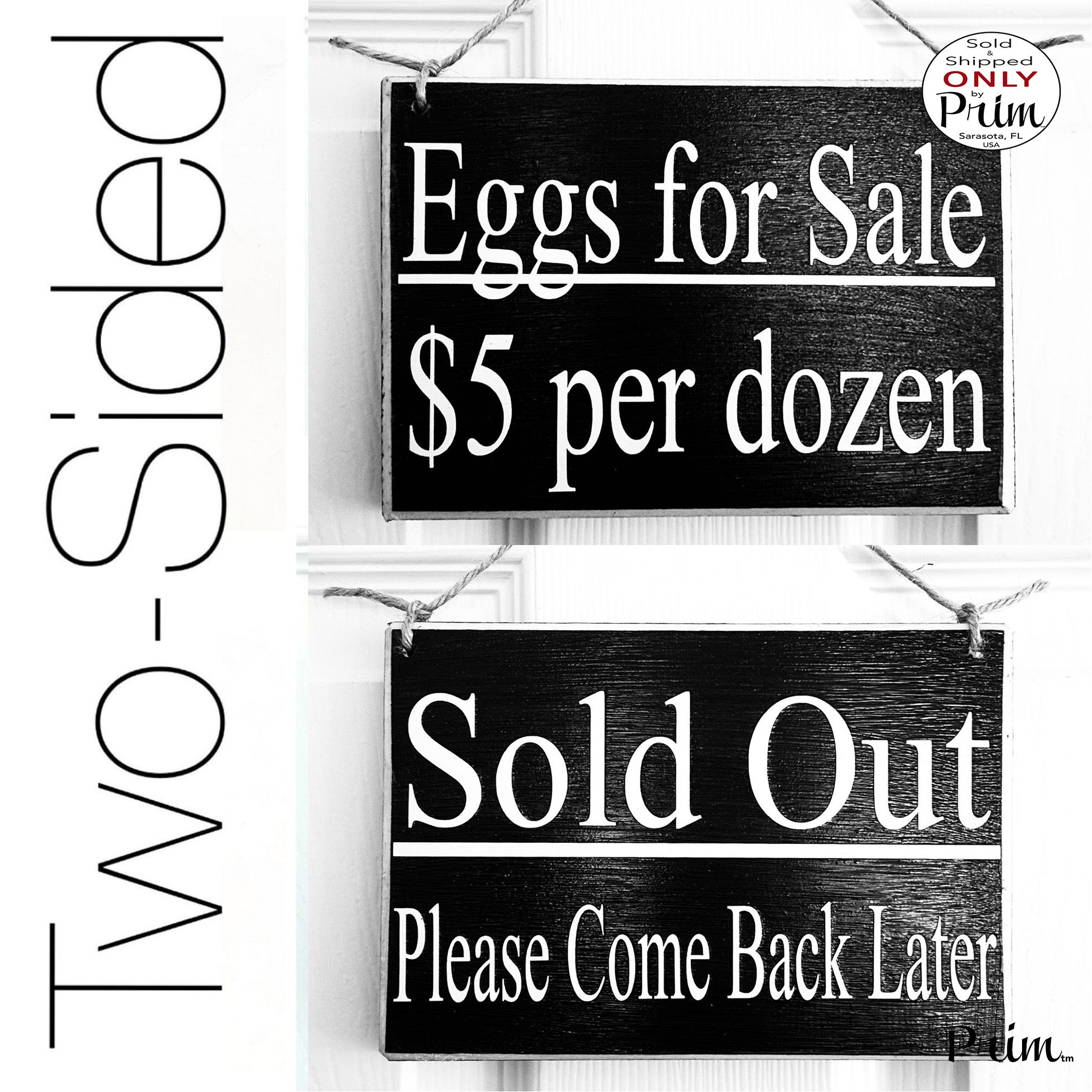 Designs by Prim 8x6 Eggs For Sale 5 Dollars Per Dozen Available Sold Out Please Come Back Later Custom Wood Sign | Fresh Farmers market Chickens Door Plaque