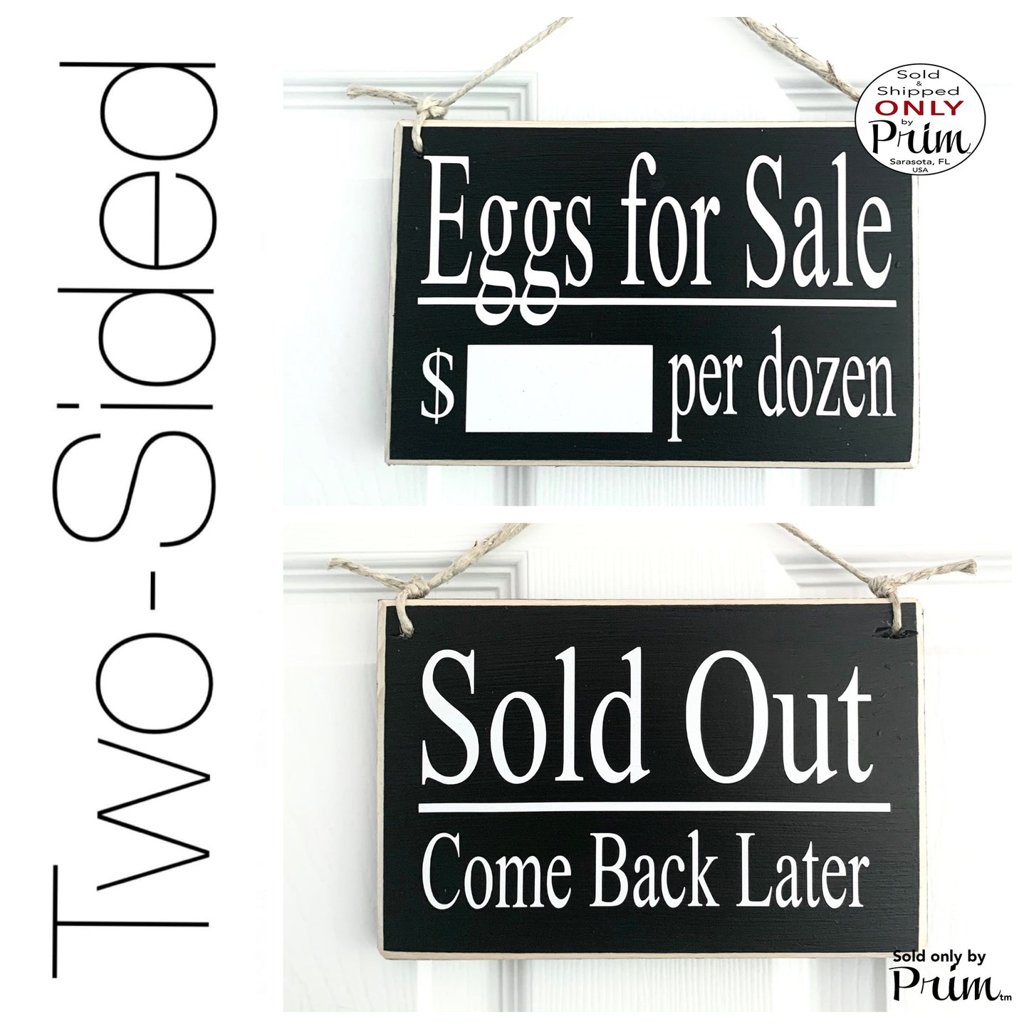 Designs by Prim 8x6 Eggs for Sale Per Dozen Sold Out Come Back Later | Farmers market Farmhouse Chickens Pasteurized Local Grocery Door Plaque
