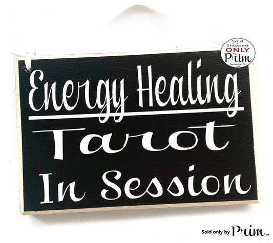 Designs by Prim 8x6 Energy Healing Tarot In Session Custom Wood Sign | Quiet Please Progress Please Do Not Disturb Office Door Therapy Room Wall Door Plaque