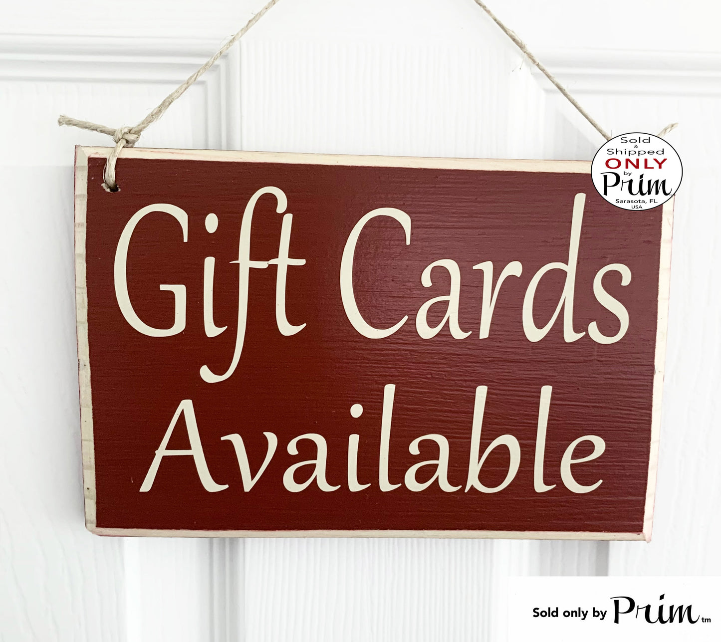 Designs by Prim 8x6 Gift Cards Available Custom Wood Sign | Gift Certificates Store Shop Sign Spa Salon Office Coupon Wall Decor Hanger Door Plaque
