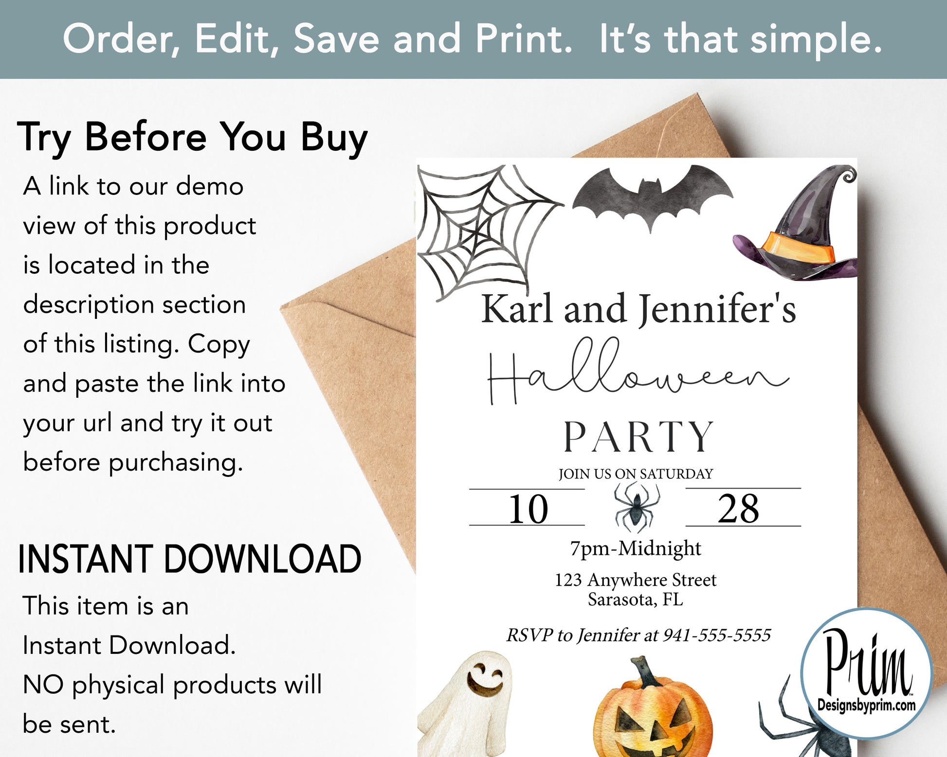 Halloween Party Invitation Print Digital | Pumpkin Bat Spider Web Spoo – Designs by Prim halloween-party-invitation-print-digital-pumpkin-bat-spider-web-spoo-designs-by-prim
