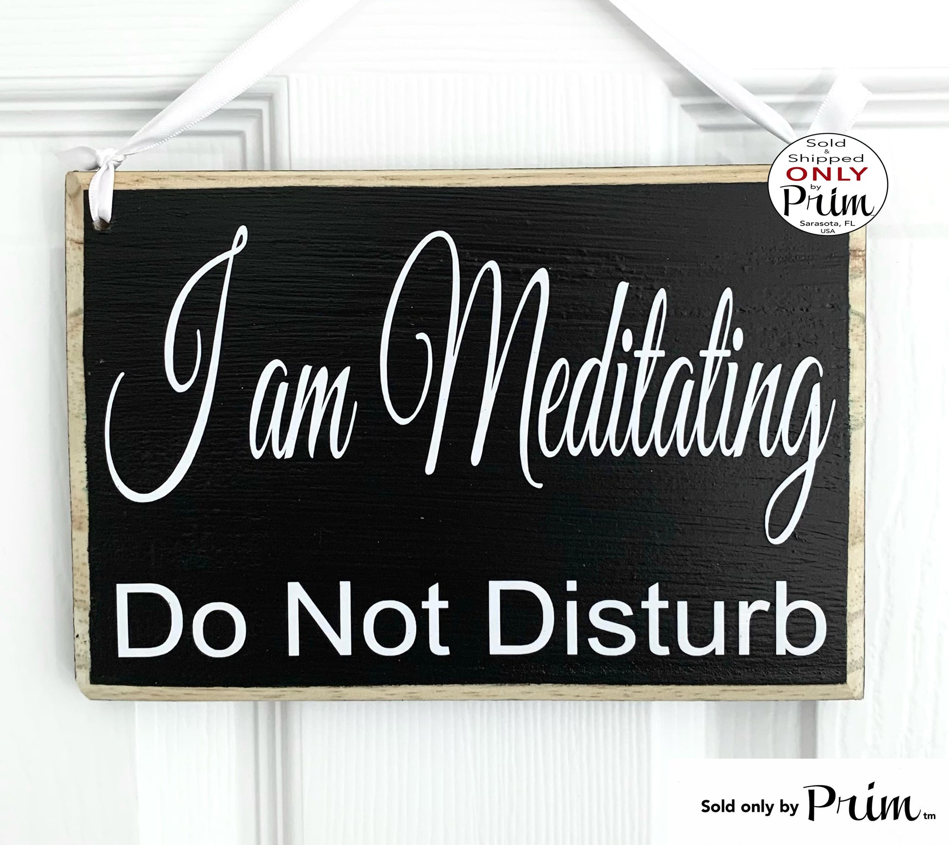 8x6 I am Meditating Do Not Disturb Custom Wood Sign In Session Shhh Yoga Relaxation In Progress Meditate Om Zen Quiet Please Door Plaque