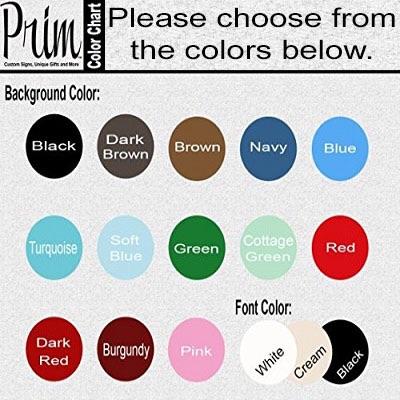 Designs by Prim Custom Wood Sign Color Chart 