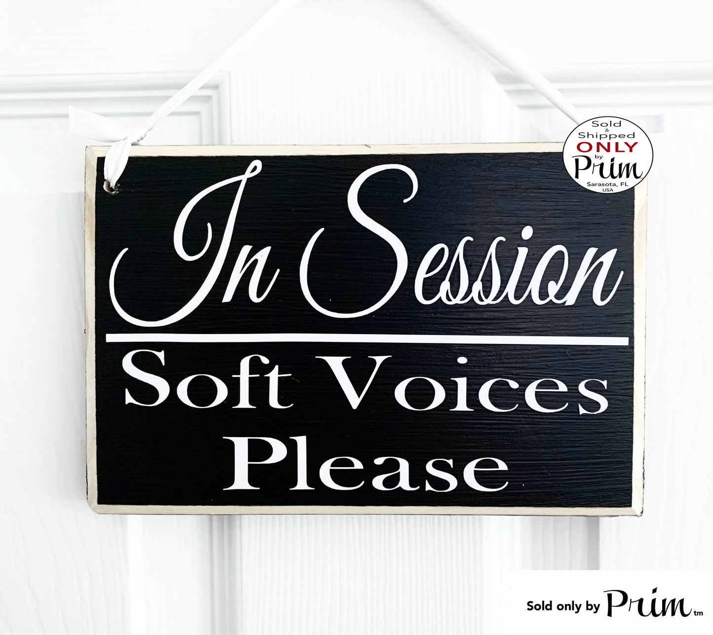 Designs by Prim 8x6 In Session Soft Voices Please Custom Wood Sign Massage Therapy Spa Salon Meditation Yoga Pilates Relaxation Please Do Not Disturb Office
