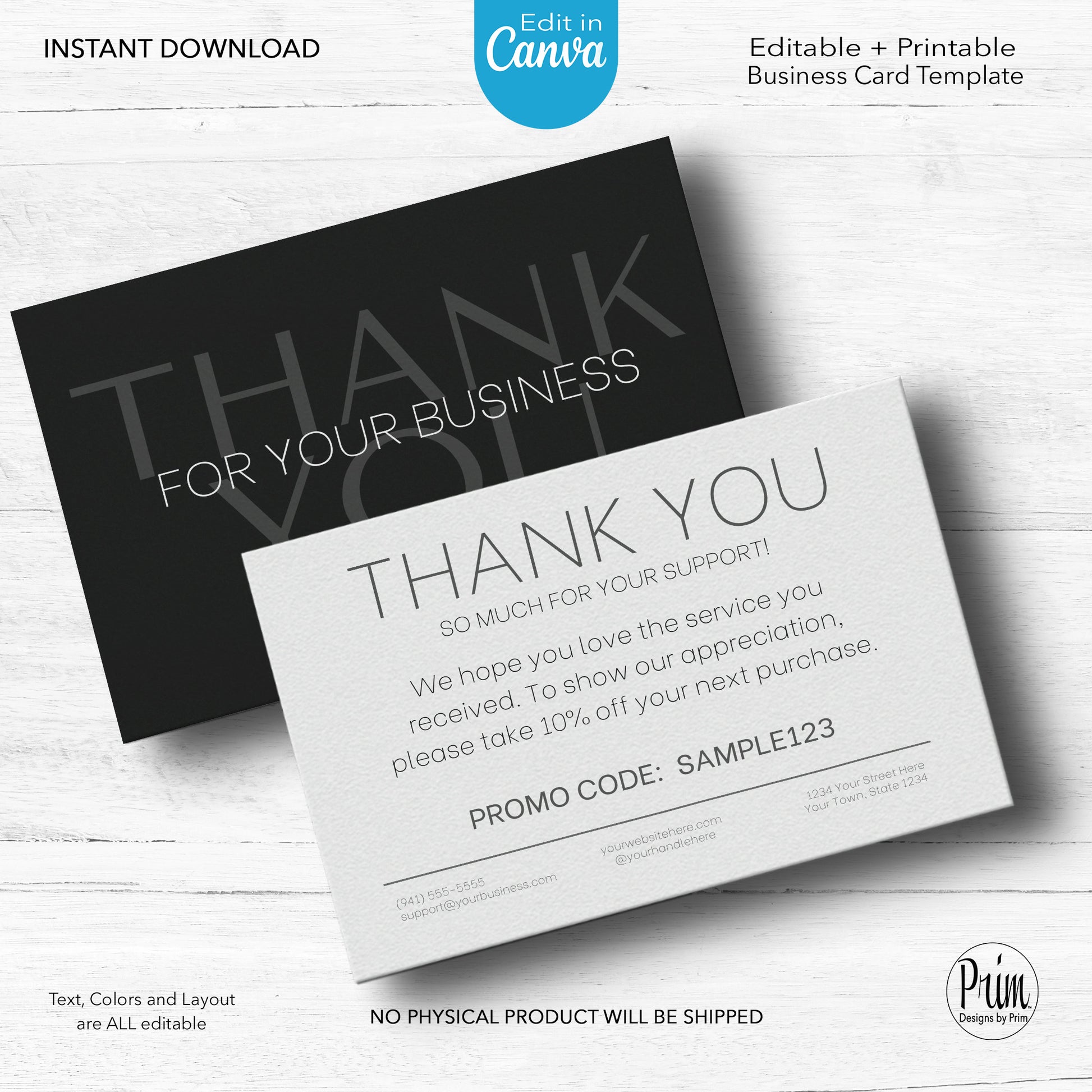 Simply Modern Thank You Card Template | Editable Purchase Card