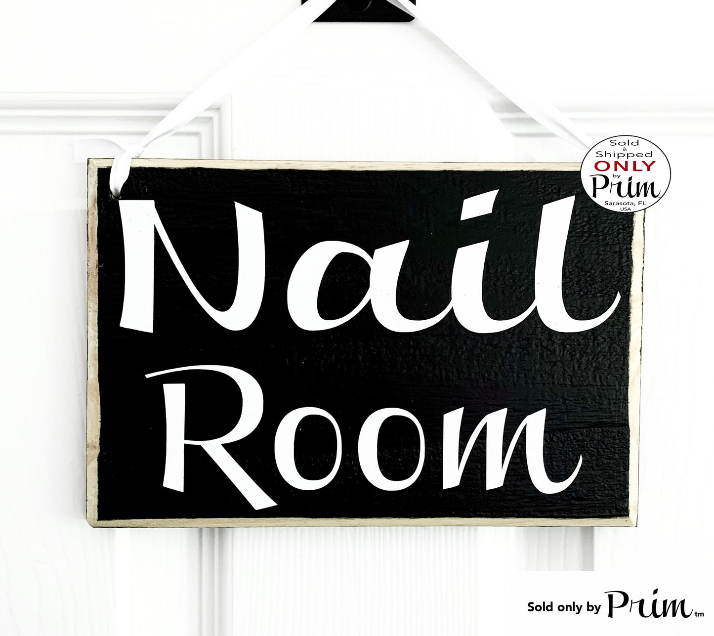 Designs by Prim 8x6 Nail Room Custom Wood Sign | Make Up Beauty Pedicure Manicure Nail Polish Artist Studio Nail Technician Salon Door Plaque