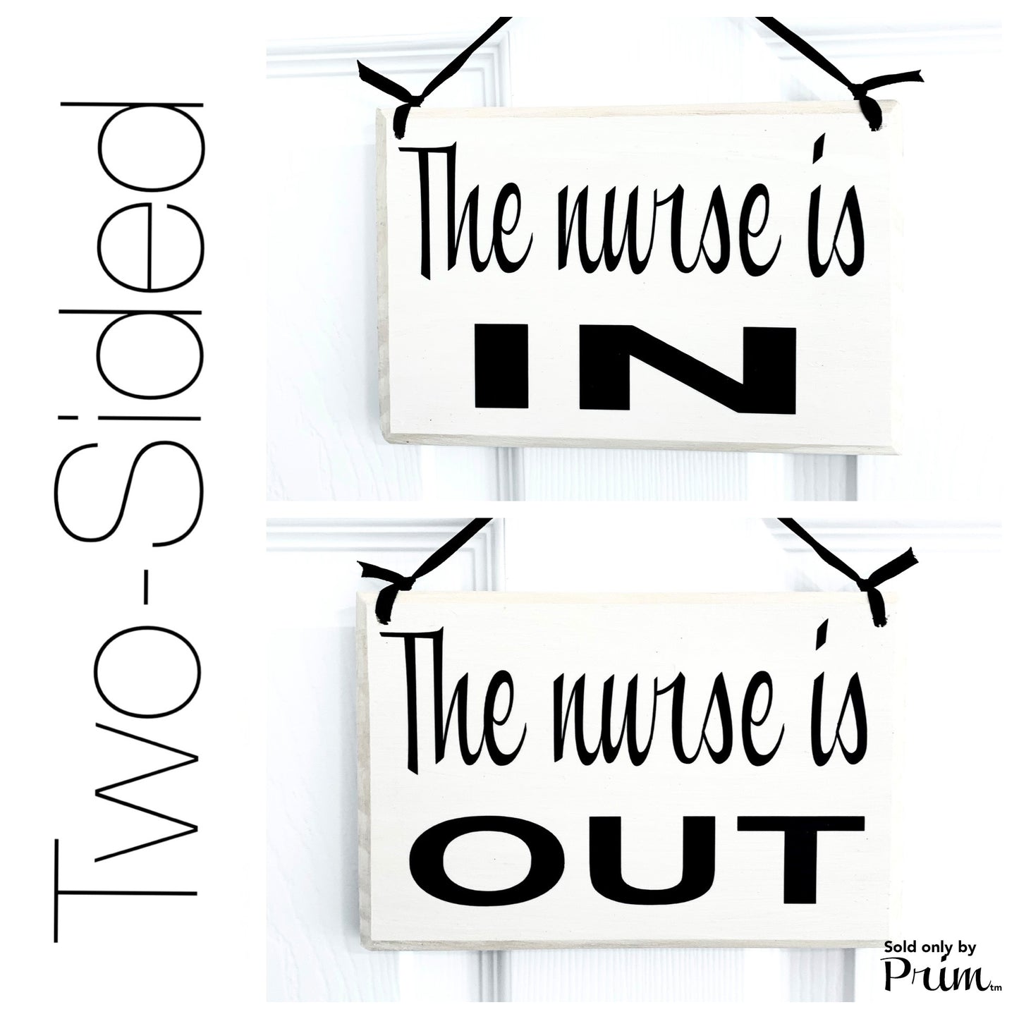 Designs by Prim 8x6 The Nurse is In Out Custom Wood Sign | Doctor Room Available With a Patient Please Do Not Disturb | Office Business Unavailable Plaque