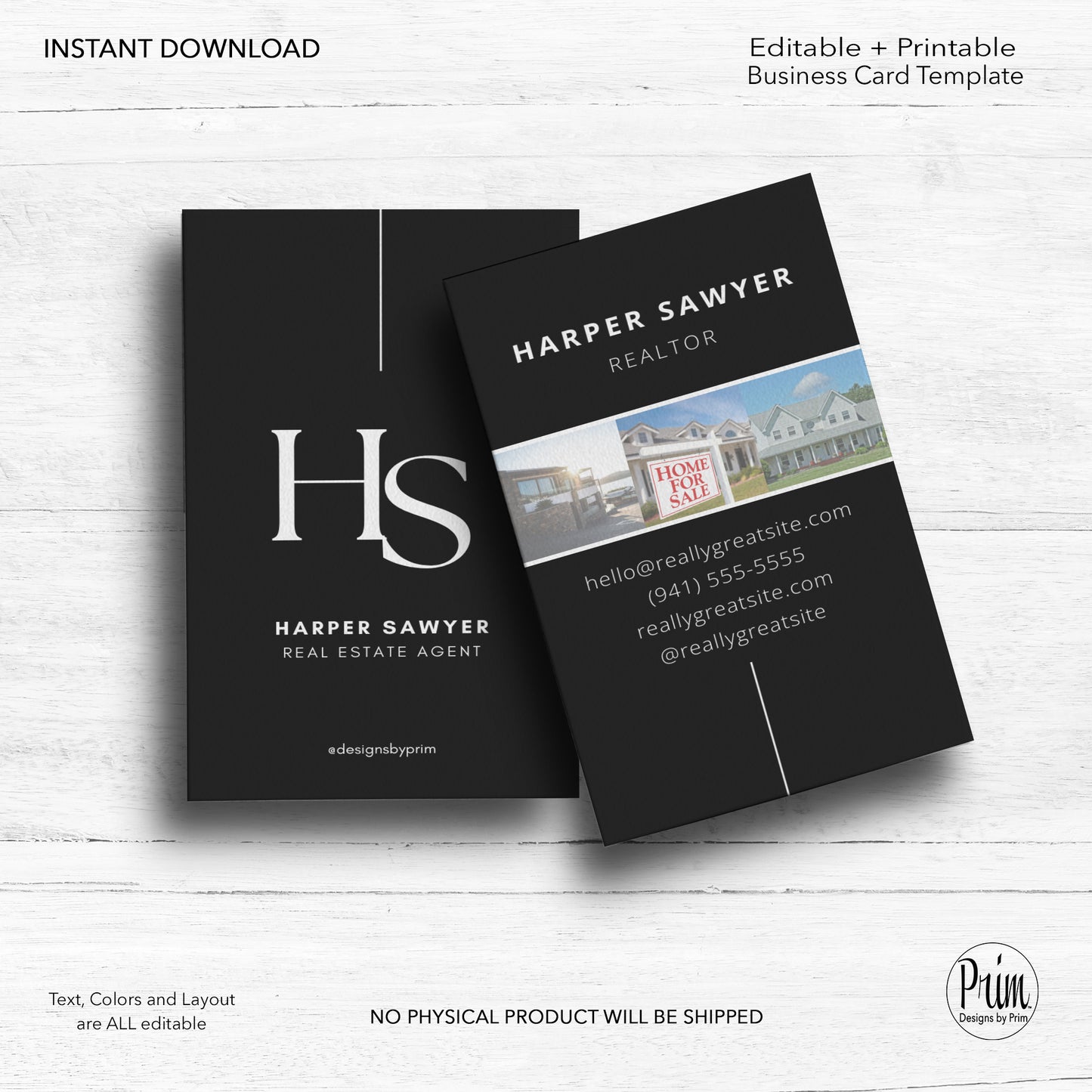 Designs by Prim Real Estate Business Card | Editable Business Card | Interior Design Business Card Template | Design Studio Card | Realtor Card Template