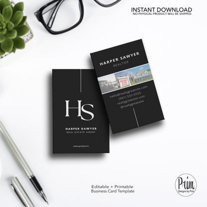 Designs by Prim Real Estate Business Card | Editable Business Card | Interior Design Business Card Template | Design Studio Card | Realtor Card Template