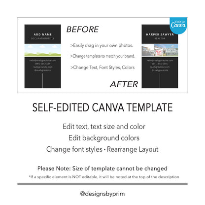 Designs by Prim Real Estate Business Card | Editable Business Card | Interior Design Business Card Template | Design Studio Card | Realtor Card Template